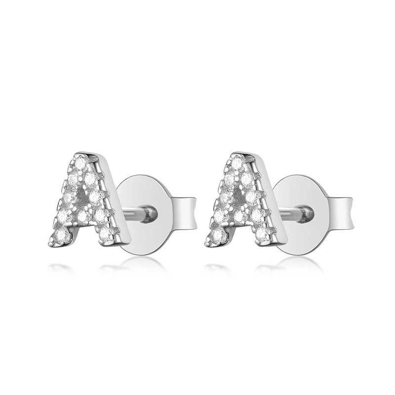 S925 Pure Silver Ear Nail With 24 Letters