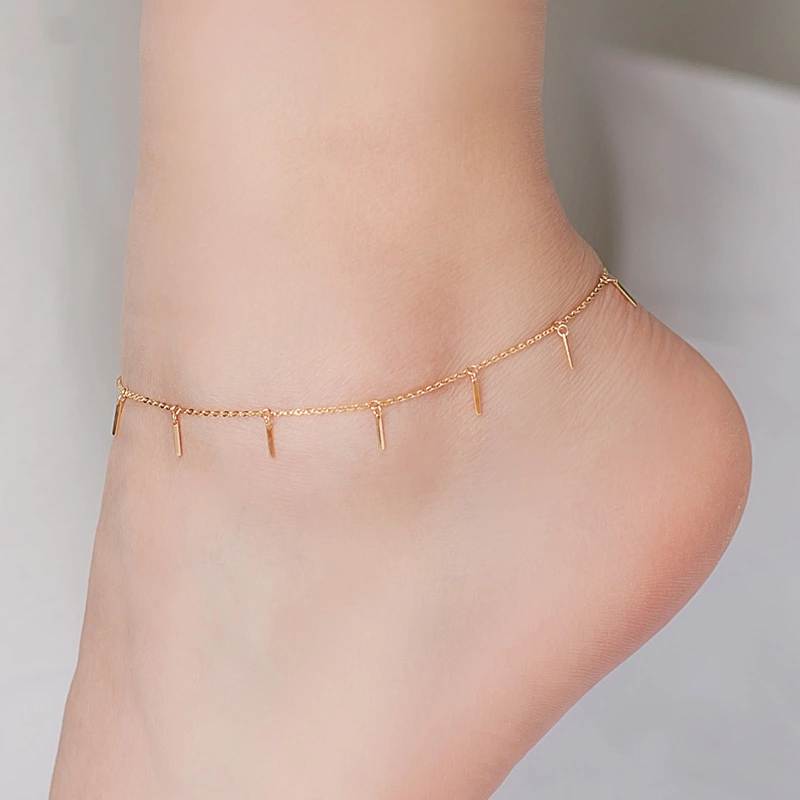 Simple And Colorless Small Strip Colored Gold Feet Chain