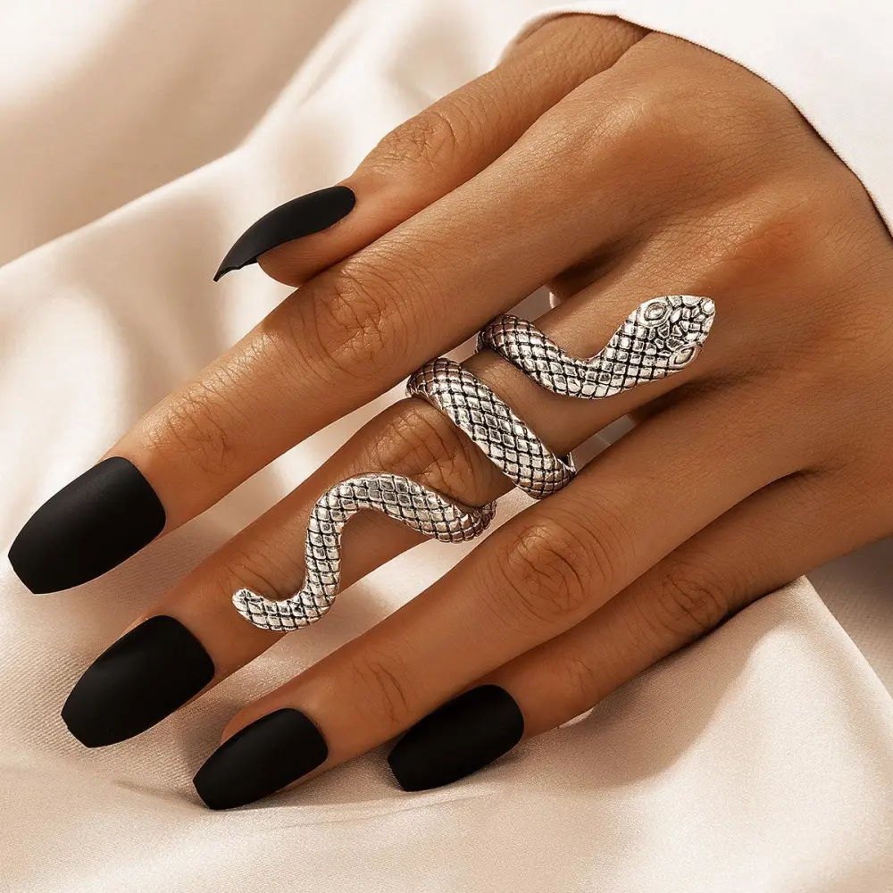 Snake Pattern Ring Punk 4-piece Ring Set