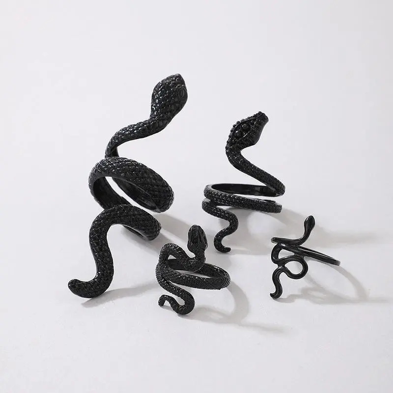 Snake Pattern Ring Punk 4-piece Ring Set