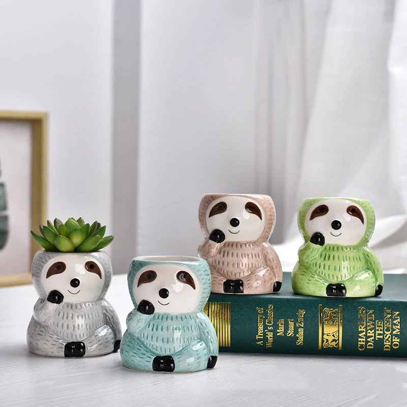 Creative Sloth-shaped Ceramic Succulent Flower Pot