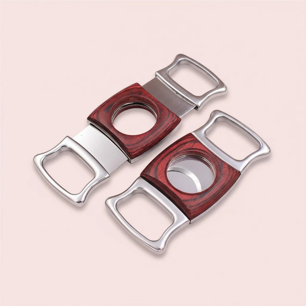 Creative Stainless Steel Thickened Wood Inlaid Cigar Cutter