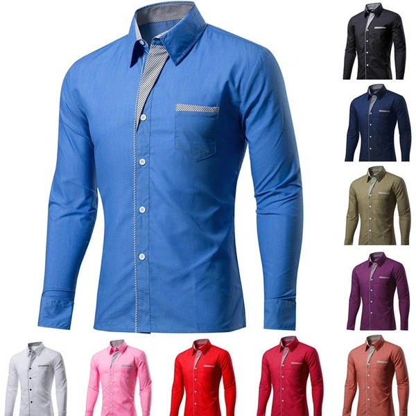 New Fashion Men's Casual Long Sleeve Shirt Men Korean Slim Design Formal Male Dress Shirt