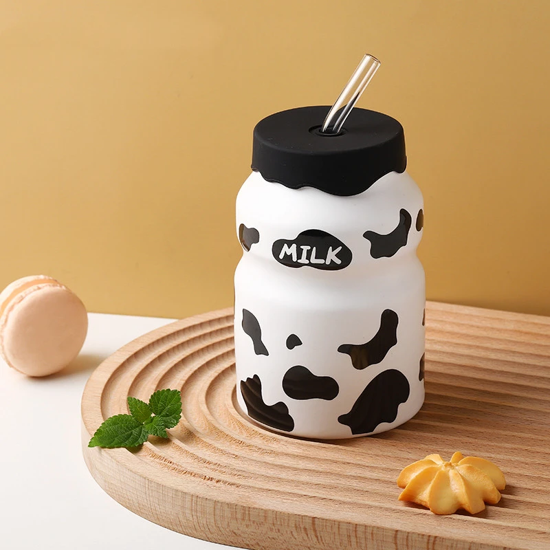 Creative Cute Mini Cow Ceramic Straw Cup