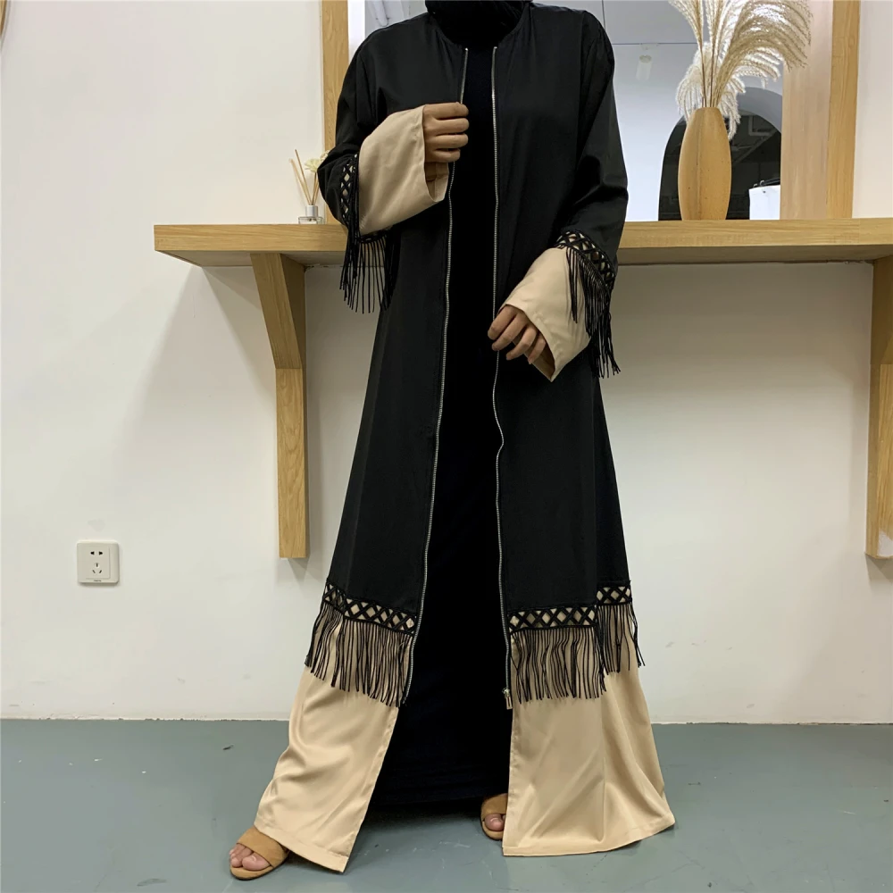 Women's Fashion Tassel Lace Splicing Long Dress
