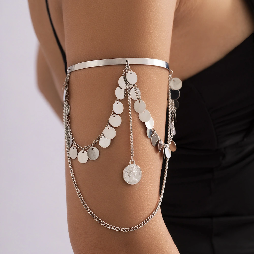 Women's Fashion Metal Chain Sequin U-shaped Tassel Arm Bracelet