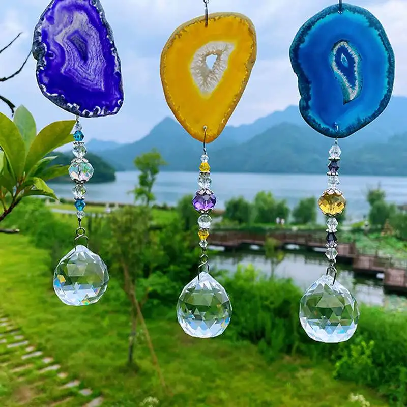 K9 Colorful Crystal Car Decoration Natural Agate Pendant