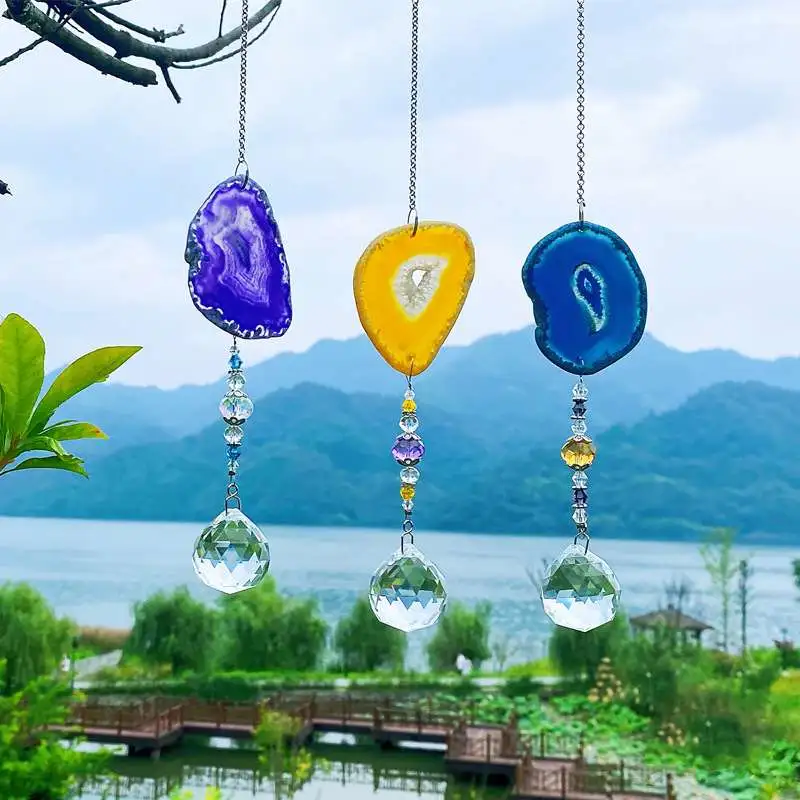 K9 Colorful Crystal Car Decoration Natural Agate Pendant