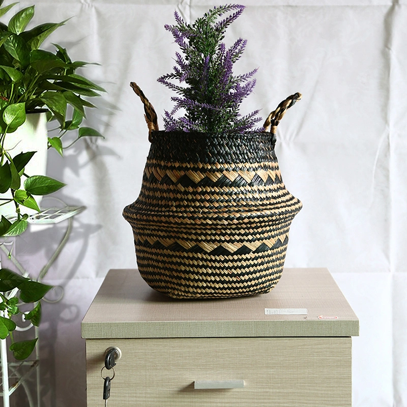 New Straw Woven Portable Flower Pot