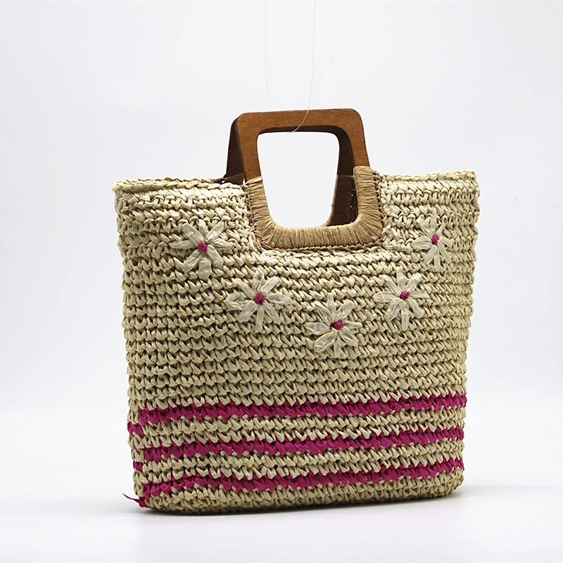 Handheld Embroidered Flower And Grass Woven Bag