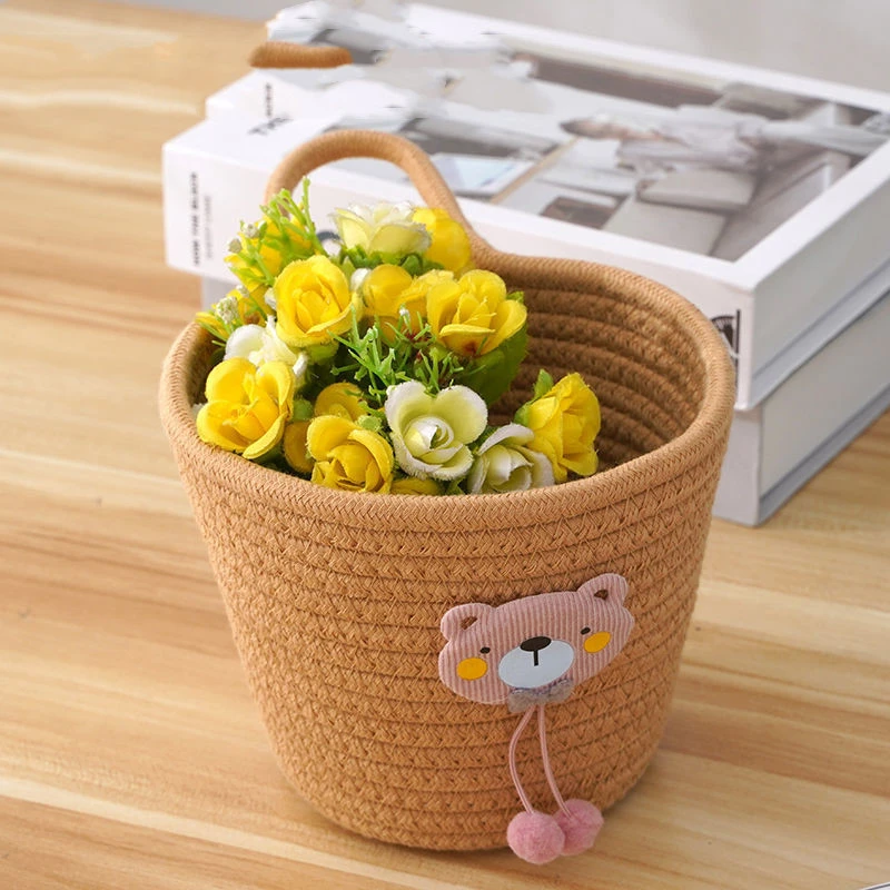 Simple And Cute Cotton Rope Dormitory Bedroom Handmade Storage Basket