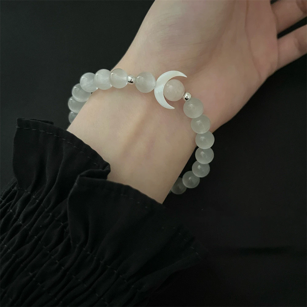 Light Luxury Moon Shell Powder Crystal Cat's Eye Hand String