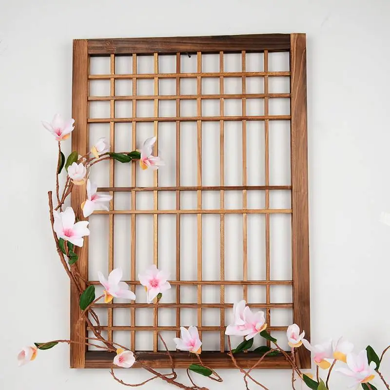 Retro Doors And Windows Flower Frame Chinese Rustic Style Wooden Fence