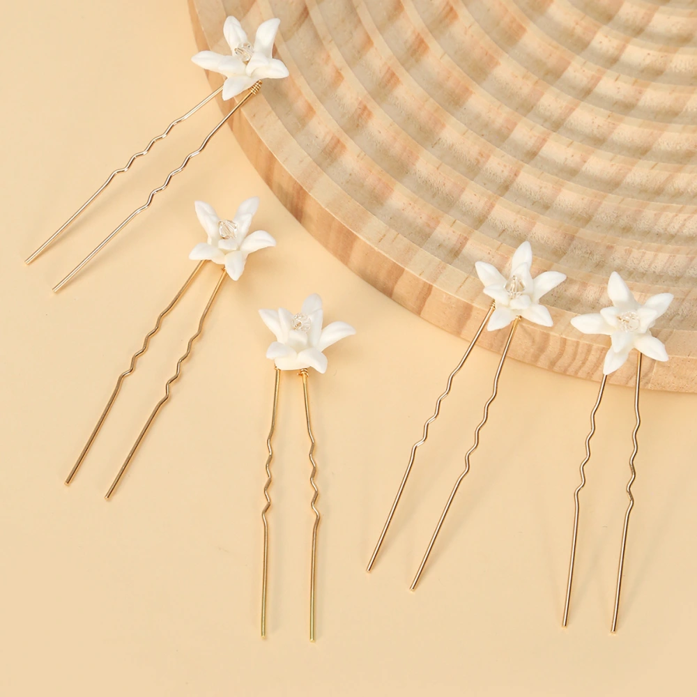 White Ceramic Flower Hair Accessories For Wedding Brides In Europe And America