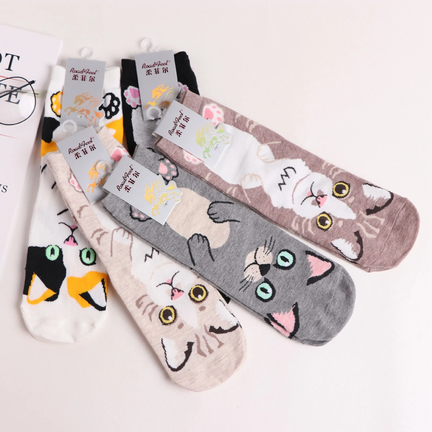 Straight Socks Animal Cute Female  Cat Cotton Comfortable Tube Socks