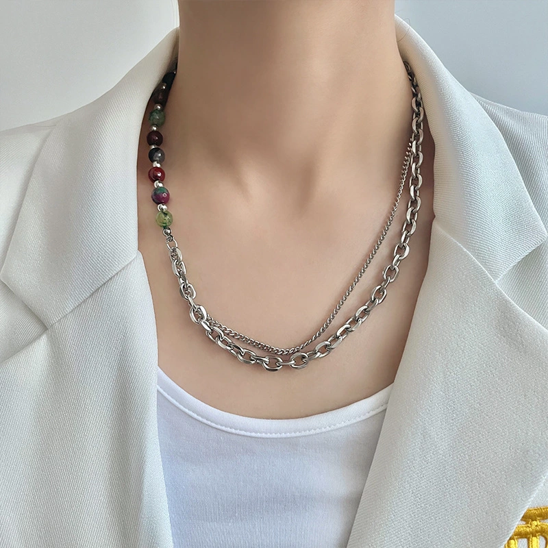 316L Steel Color Crystal Design Sense Necklace