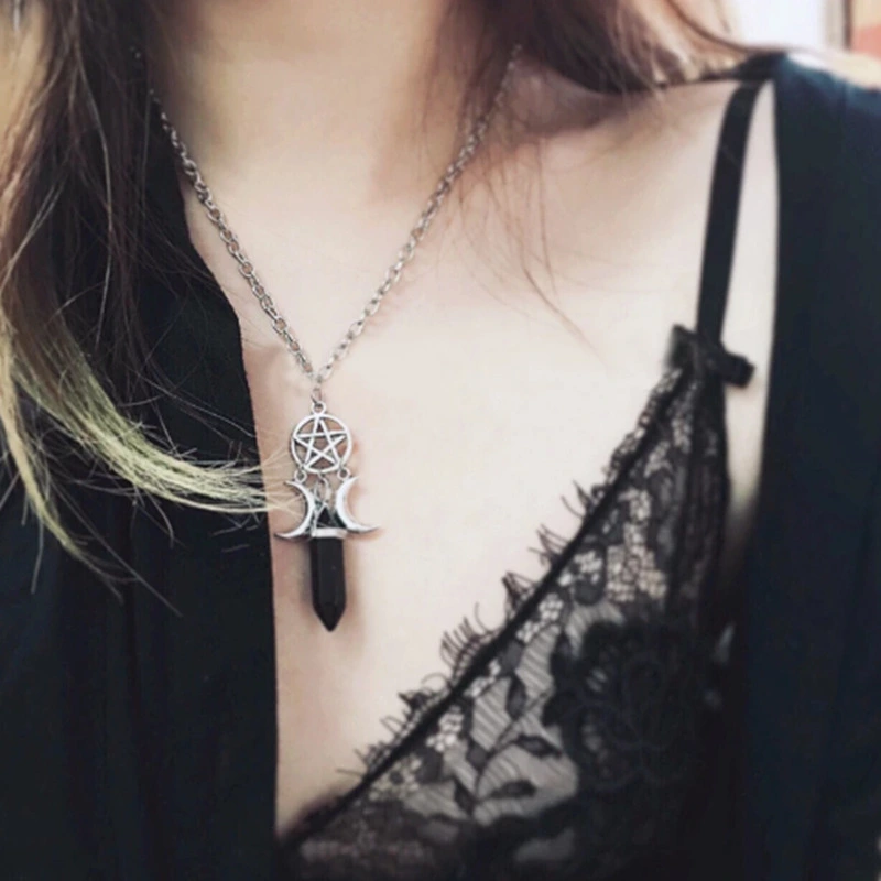 Fashion Pentagram Pendant Moon Necklace