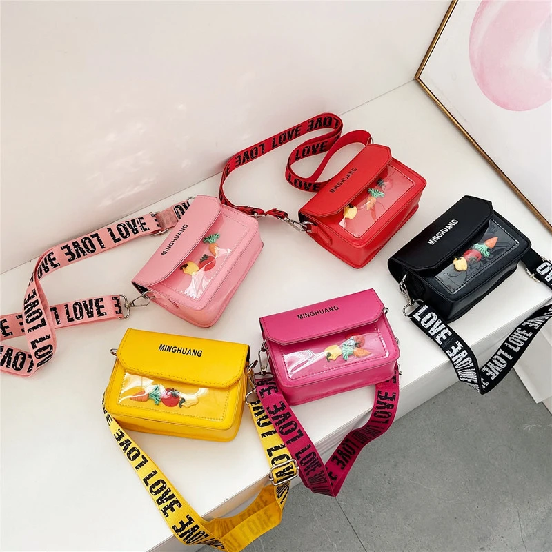 Bag Girl 2023 New Girl Messenger Bag Korean Version PU Children's Small Square Bag Mini Shoulder Accessories Coin Purse