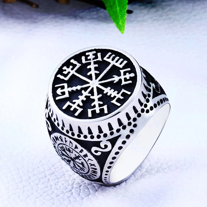 Beier Retro Nordic Viking Letter Stainless Steel Ring