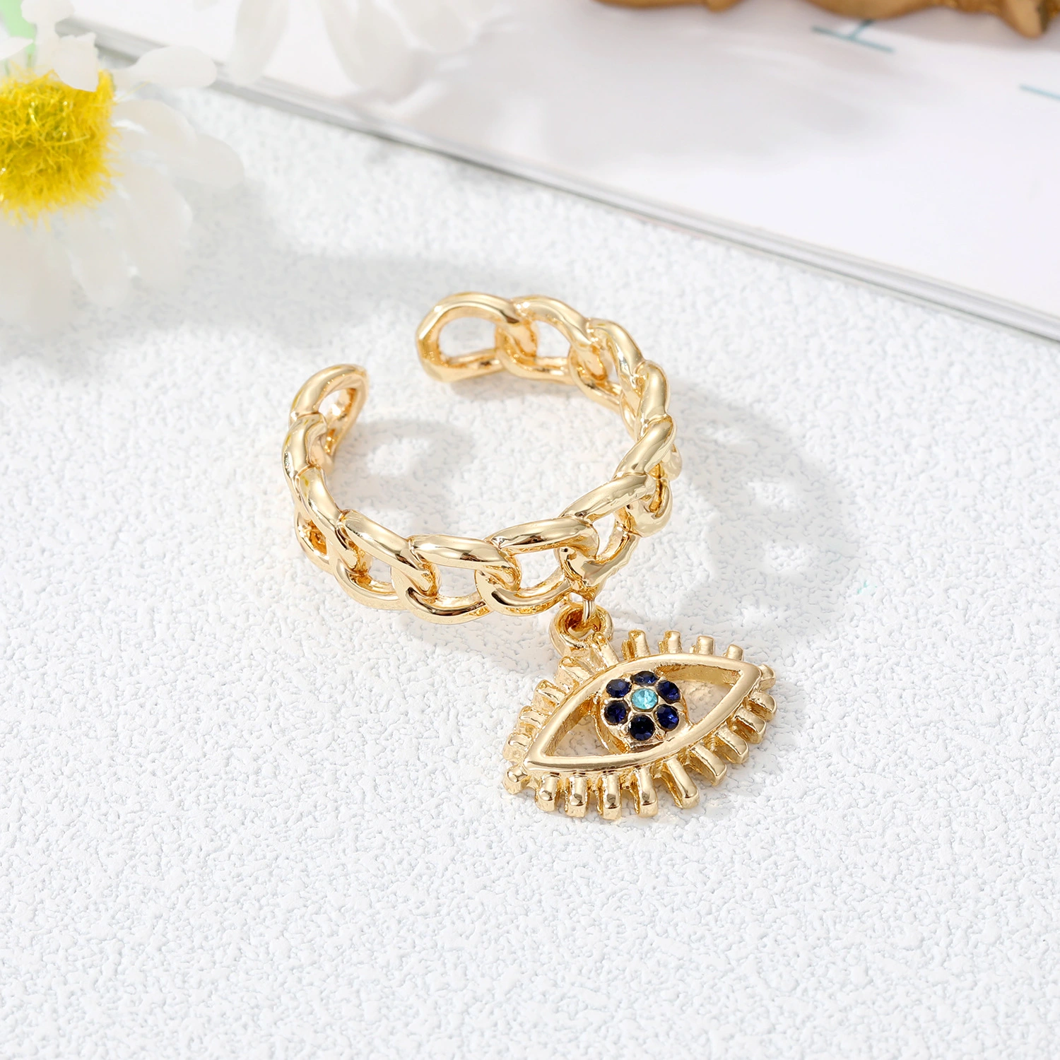 Devil's Eye Ring Hollow Out Inlaid Zircon Palm Ring Bracelet