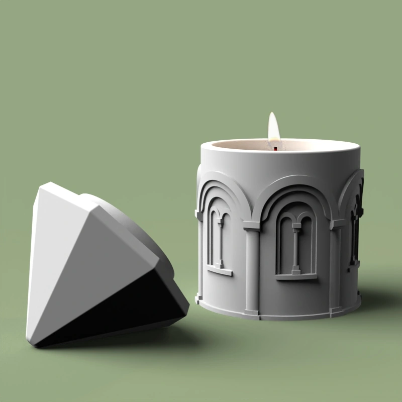 Handmade Gypsum House Candle Cup Silicone Mold