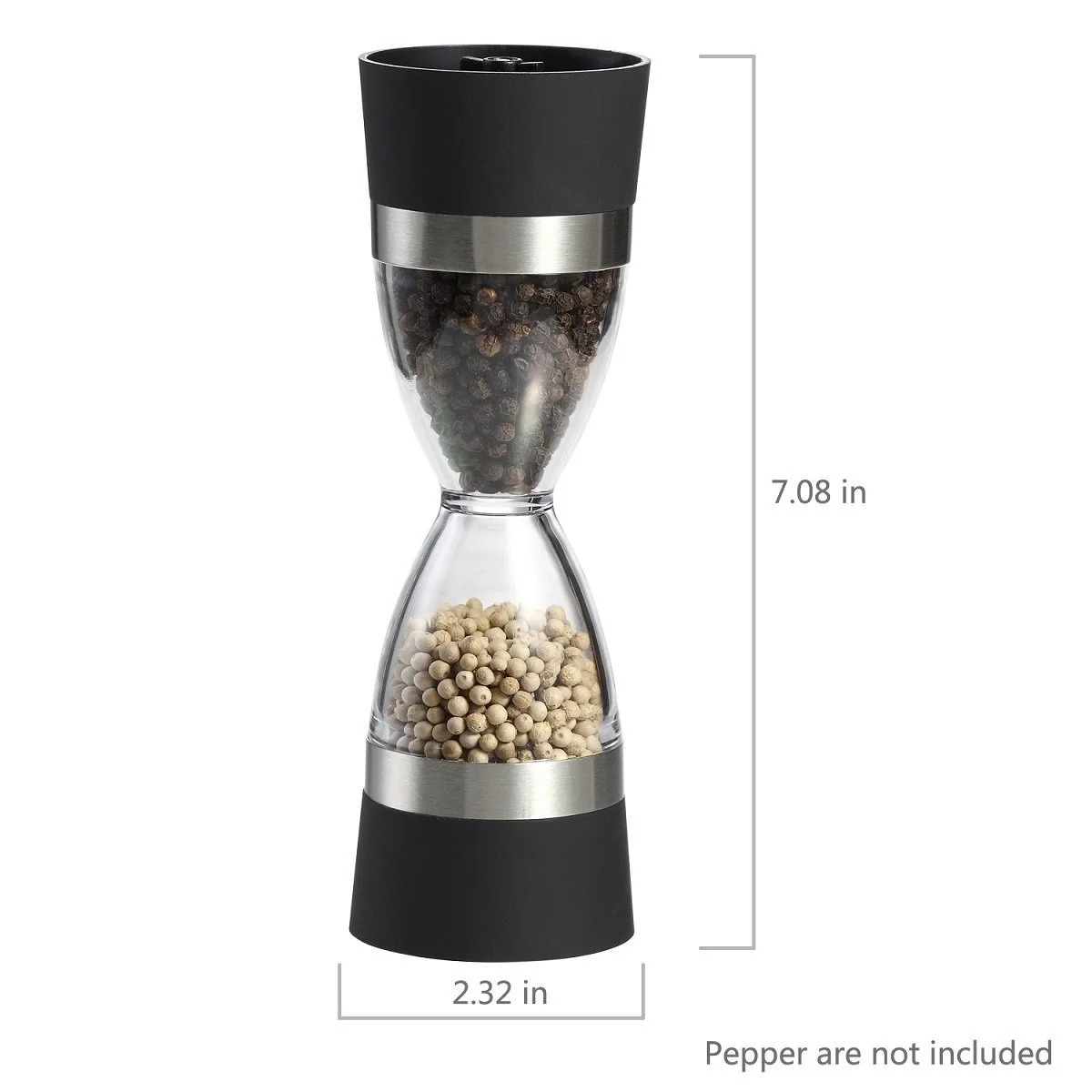 Hourglass 2-in-1 Dual Head Manual Pepper Grinder