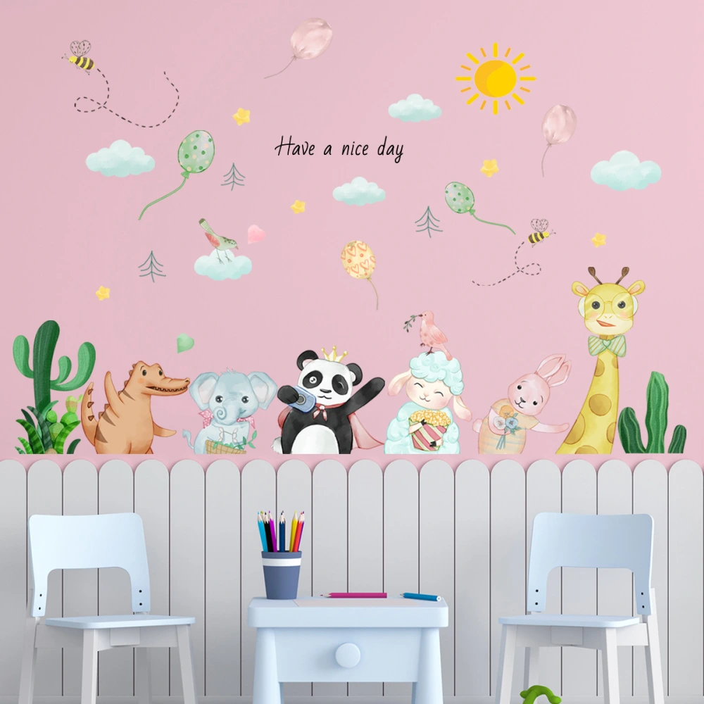 New Cartoon Animal Balloon Wall Decal Creative Simplicity