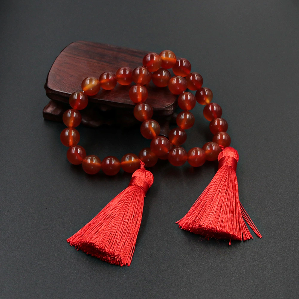 Walnut Red Tassel Agate Stone Beads Hand String