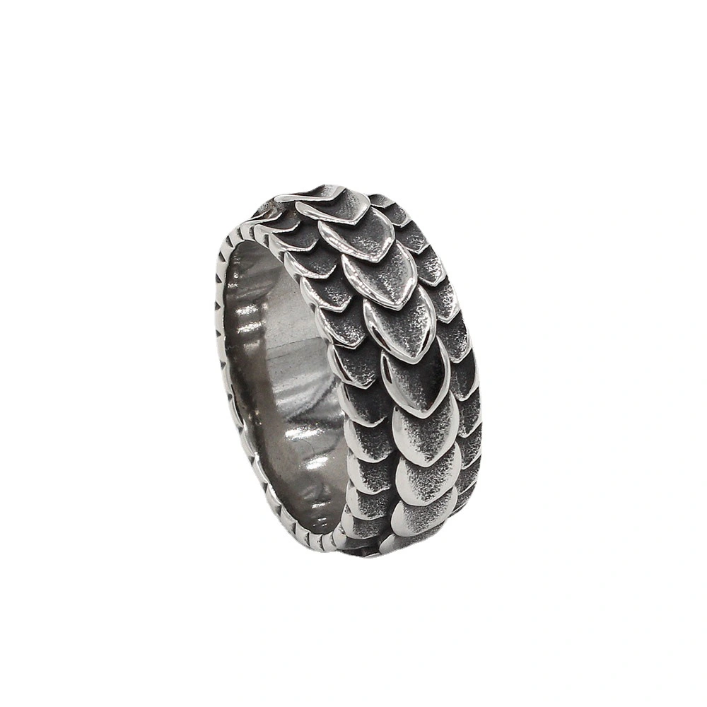 Fashion Personality Retro Dragon Body Dragon Pattern Scale Men's Domineering Titanium Steel Ring