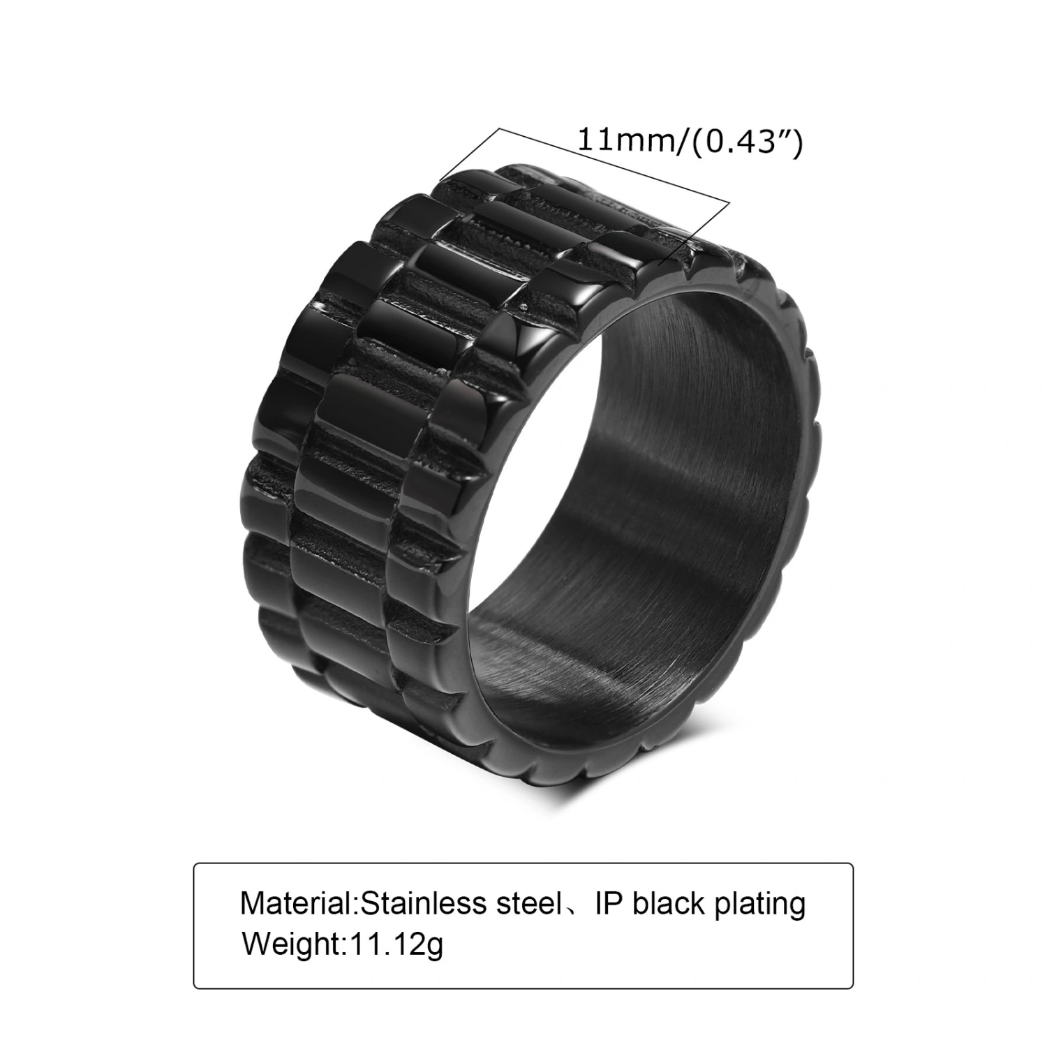 Stainless Steel Strap Ring Golden Women's Men's Universal Wide Index Finger Ring Hip Hop Cool Accessories