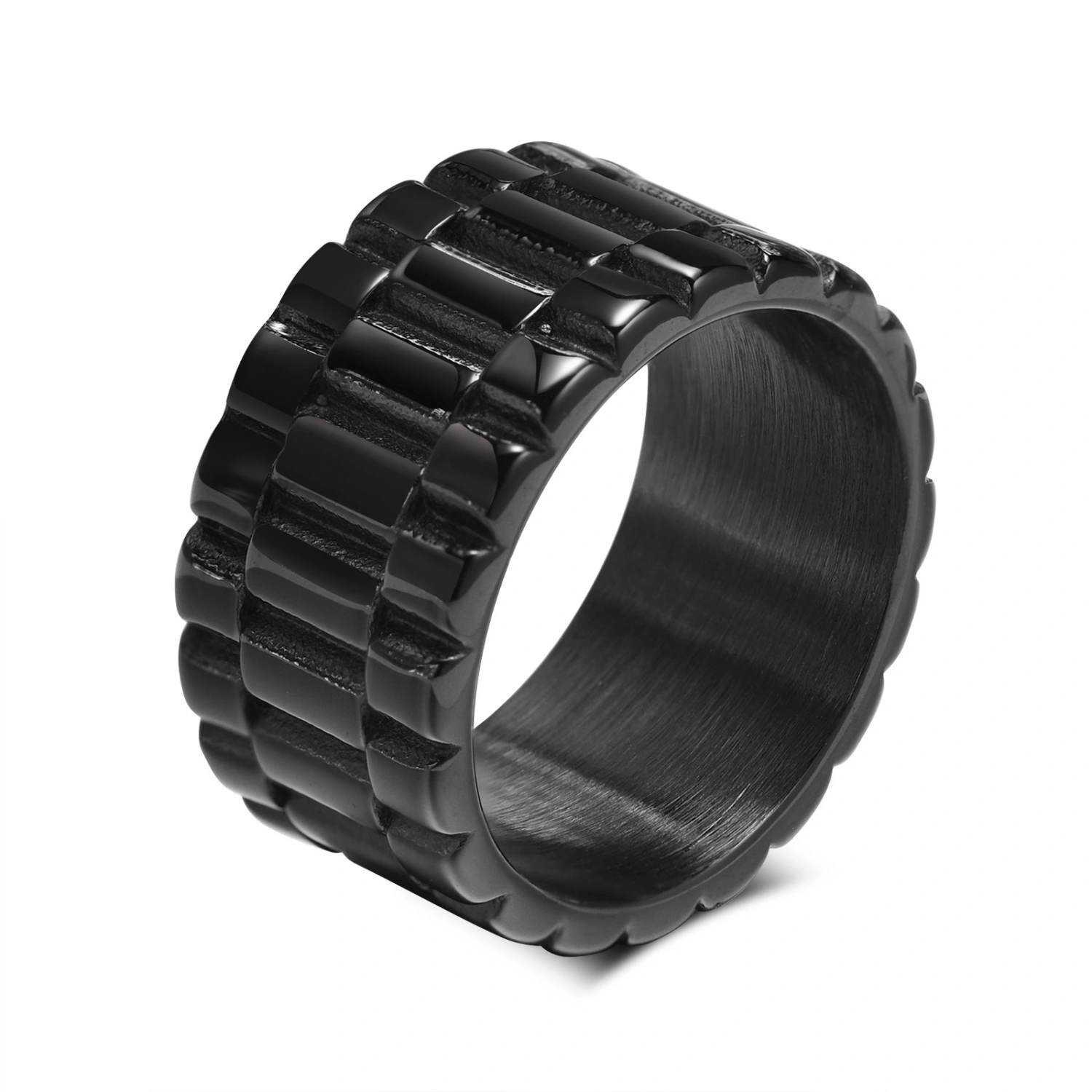 Stainless Steel Strap Ring Golden Women's Men's Universal Wide Index Finger Ring Hip Hop Cool Accessories