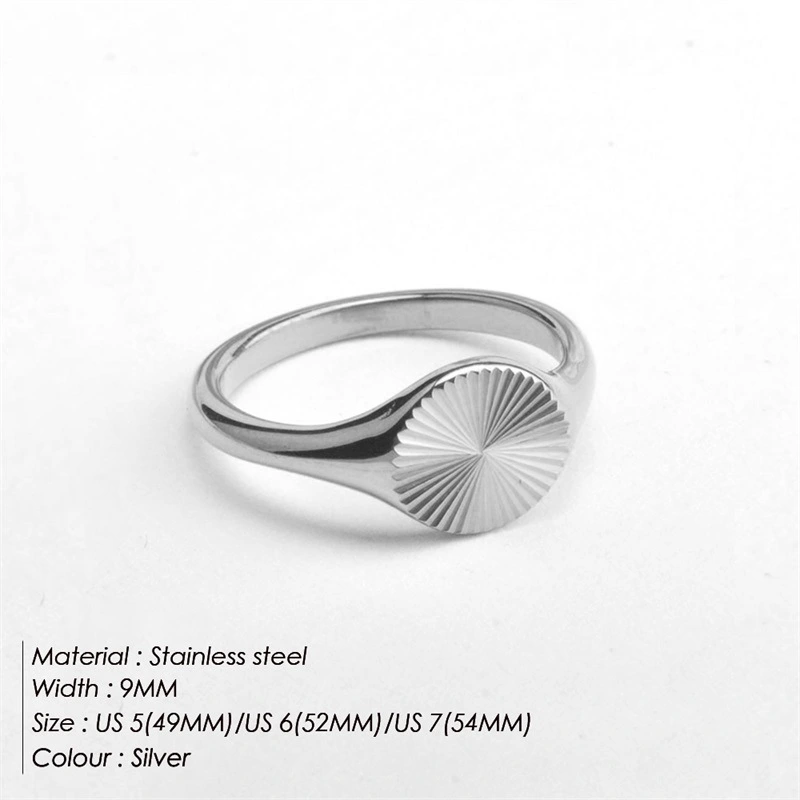 Women's Temperament Fashion Round Stainless Steel Wave Ring