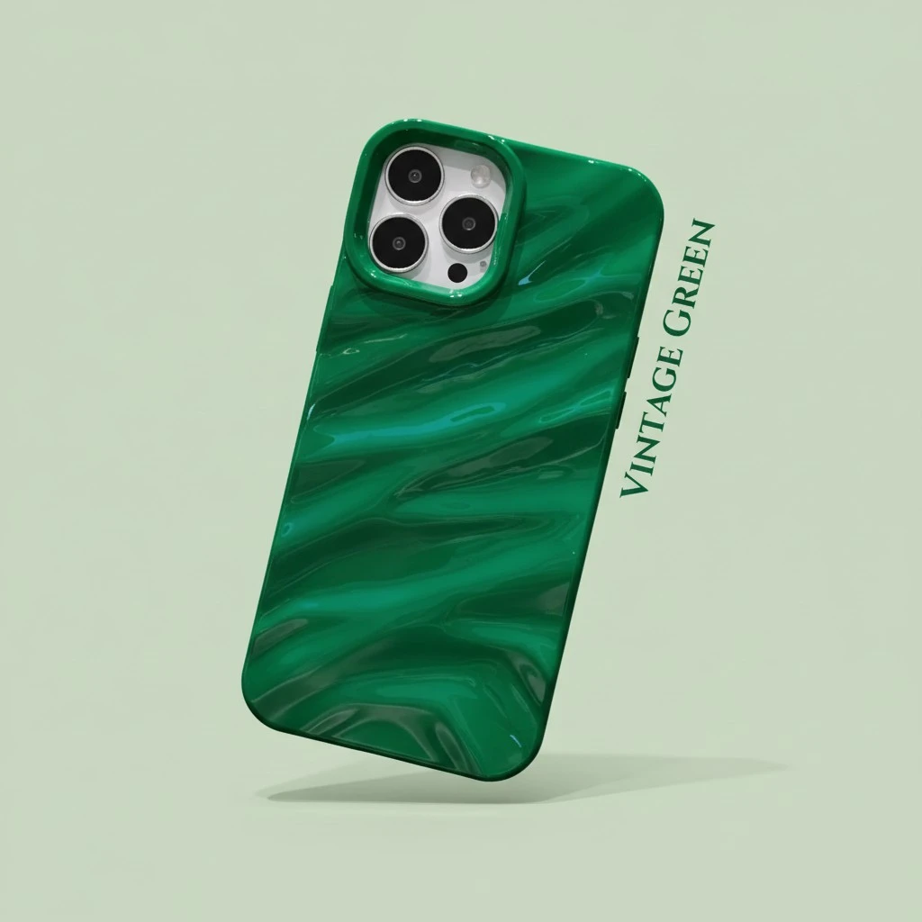 Small Green High-end Three-dimensional Pleated Phone Case