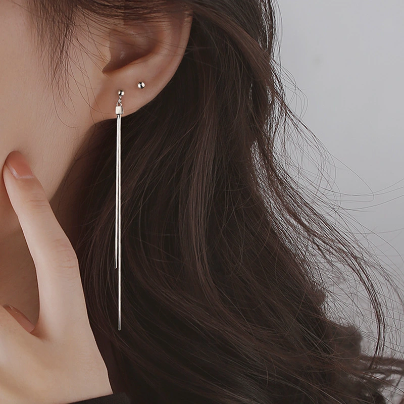 S925 Tassel New Earrings Feminine Long Stud Ear Thread