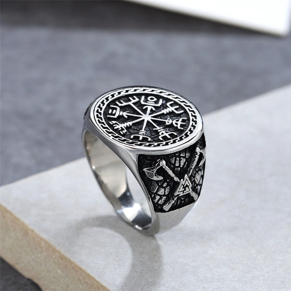 Scandinavian Viking Axe Totem Men's Titanium Ring