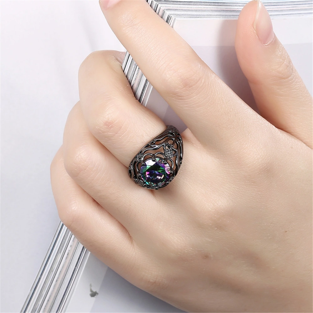 Fashion Color Zircon Hollow Creative New Black Gold Ring