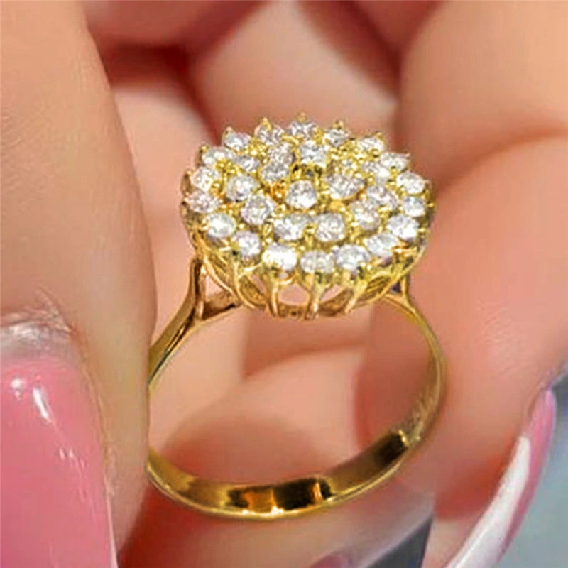 European And American Alloy Full Diamond Geometric Ring