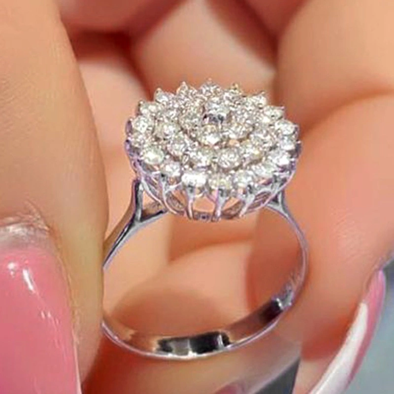European And American Alloy Full Diamond Geometric Ring