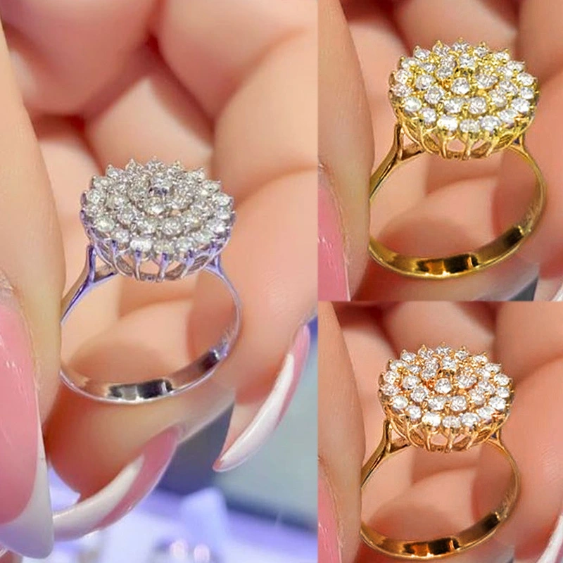 European And American Alloy Full Diamond Geometric Ring