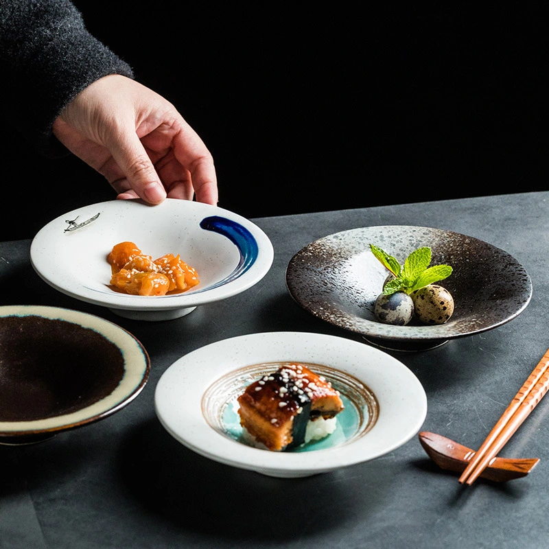 Western Style High Legged Ceramic Noodles In Soup Bowl