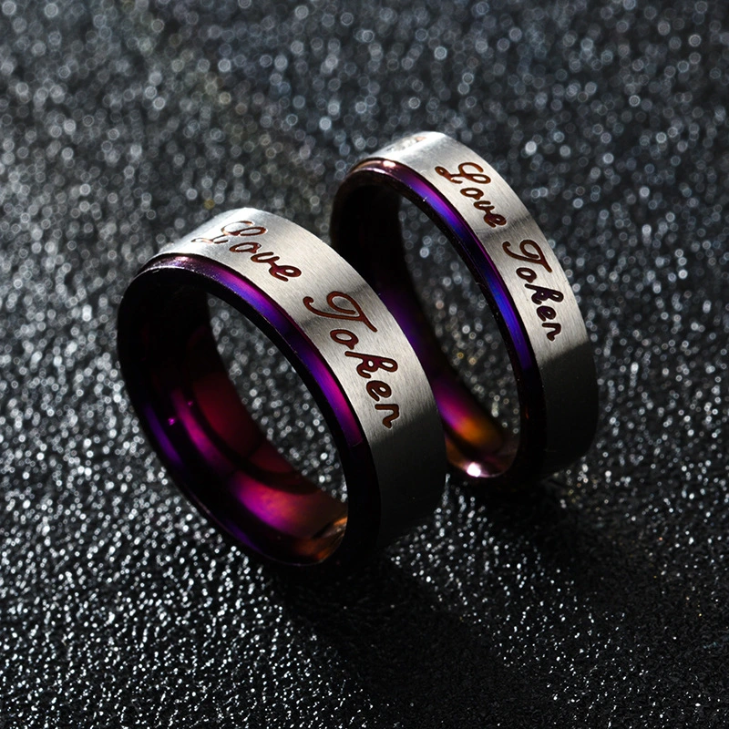 European And American Fashion Couple Colorful Purple Ring