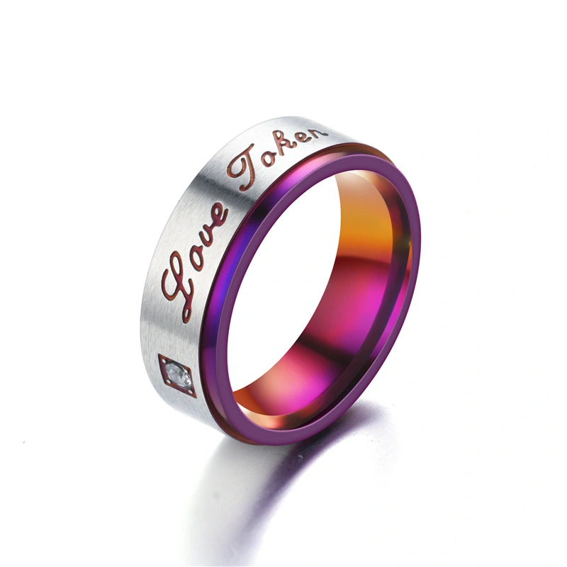 European And American Fashion Couple Colorful Purple Ring