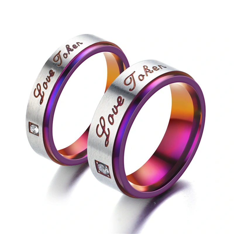 European And American Fashion Couple Colorful Purple Ring