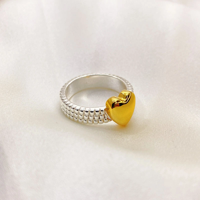 Gold And Silver Mix And Match Peach Heart Ring Female Japanese And Korean