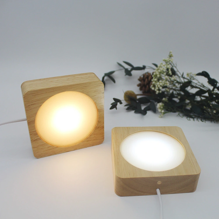 Small Night Light With Wooden Base