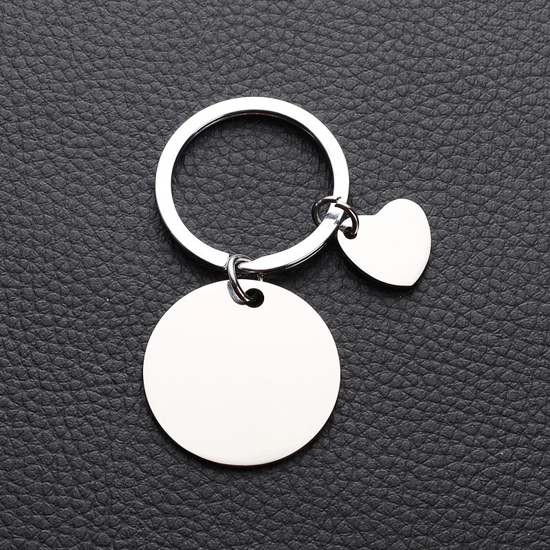 Stainless Steel Mirror DIY Pendant Outer Hole Round Card Keychain
