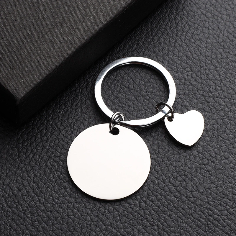 Stainless Steel Mirror DIY Pendant Outer Hole Round Card Keychain