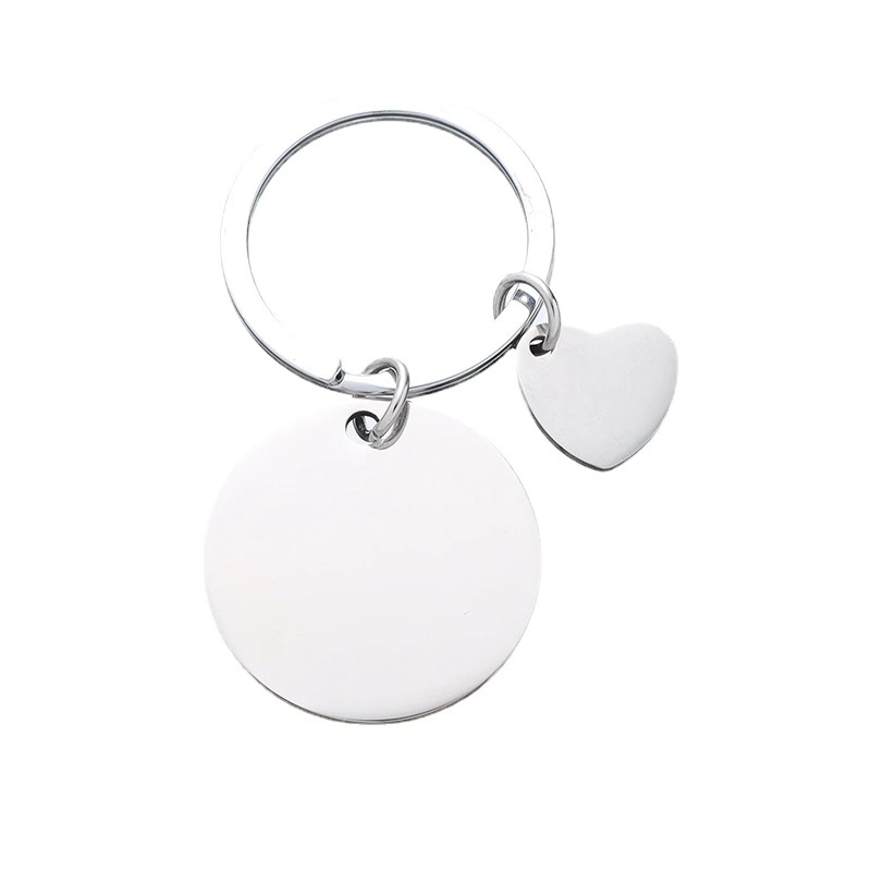 Stainless Steel Mirror DIY Pendant Outer Hole Round Card Keychain