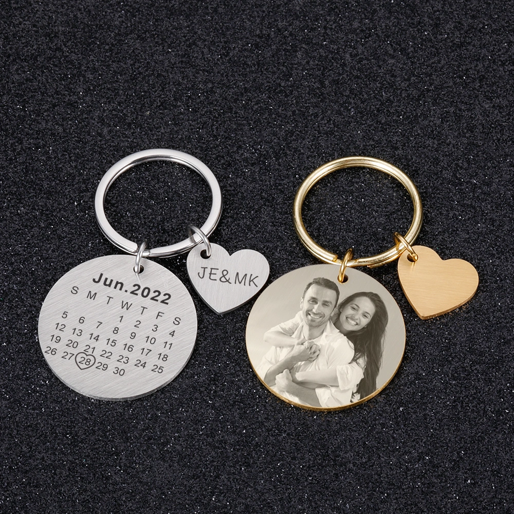 Stainless Steel Mirror DIY Pendant Outer Hole Round Card Keychain