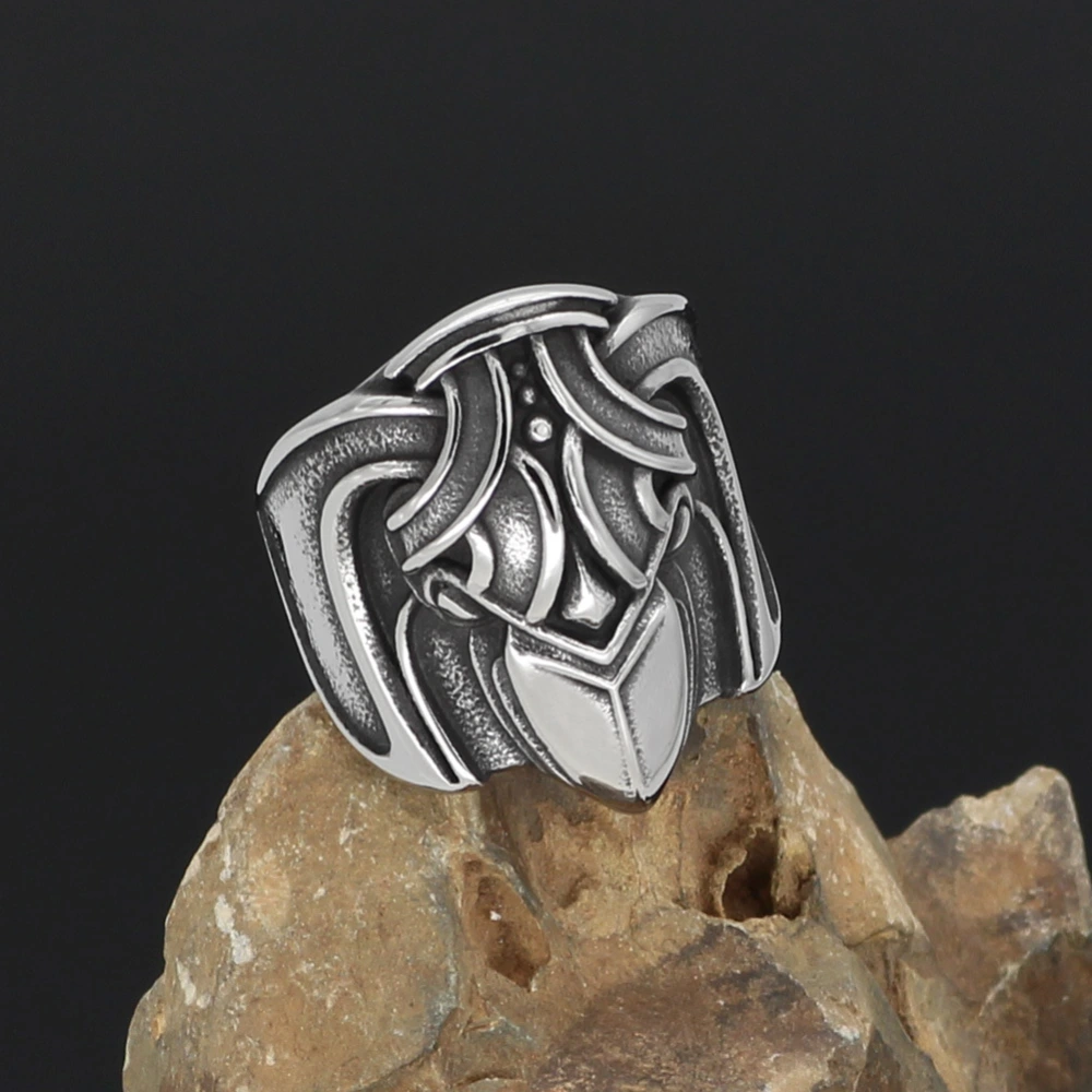 Stainless Steel Viking Celtic Wolf Pirate Odin Raven Ring Titanium Ring